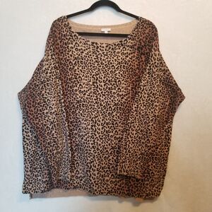 Talbots 3X Sweater 100% Cotton Cheetah Animal Print Lightweight Classic Preppy